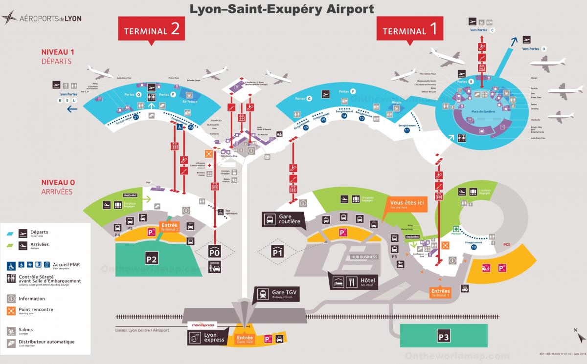 Mapa terminalu lotniska Lyon