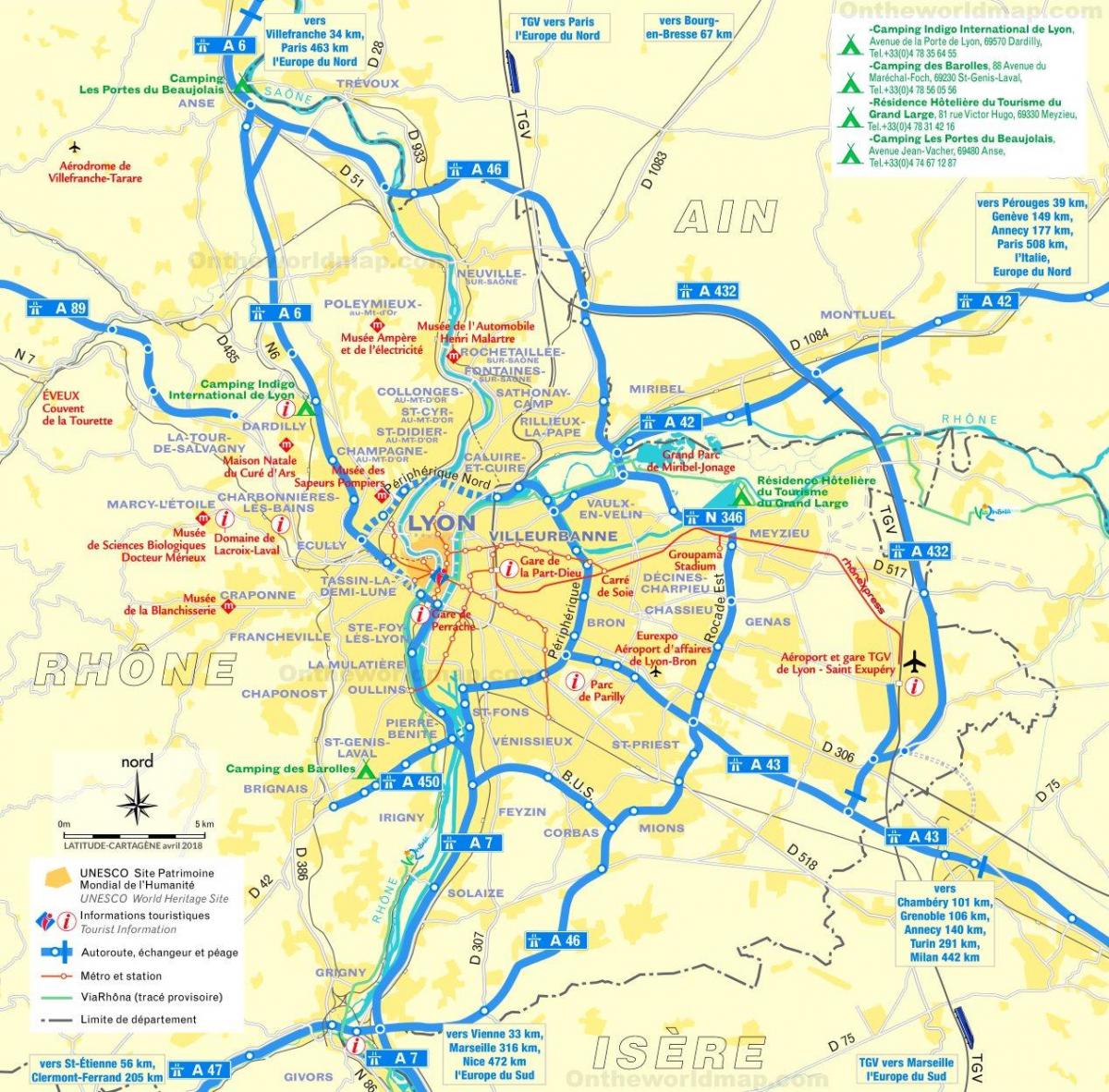 Mapa portów lotniczych Lyon