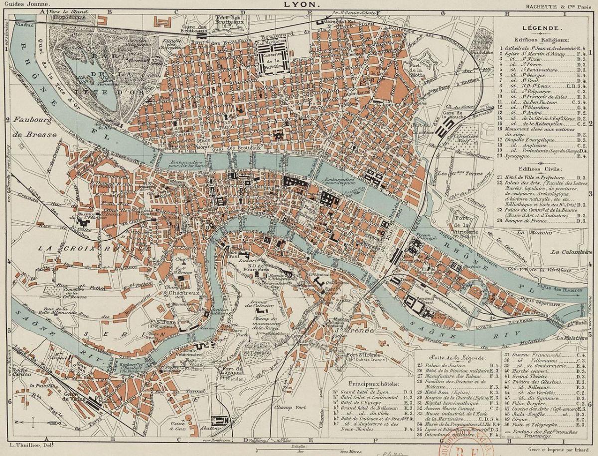 Historyczna mapa Lyonu