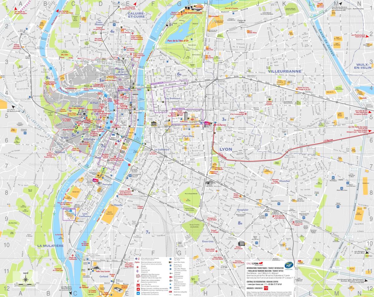 Mapa zwiedzania Lyonu