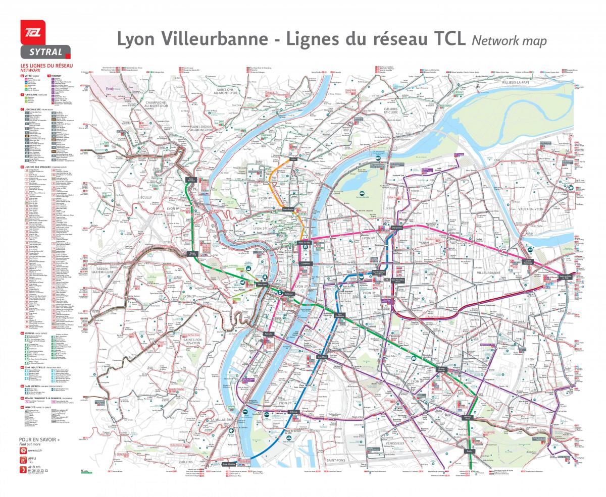 Mapa komunikacyjna Lyonu